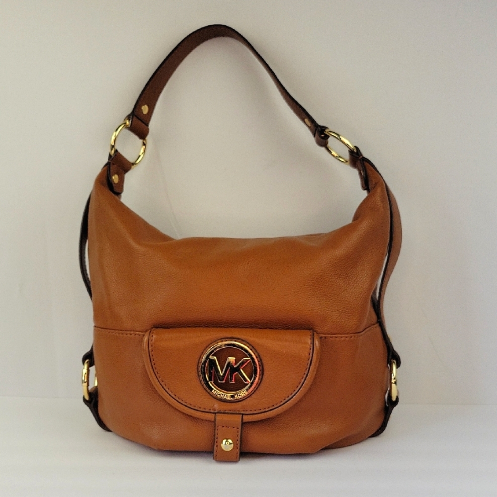 Michael Kors Fulton Pebbled Leather Hobo Bag Brown